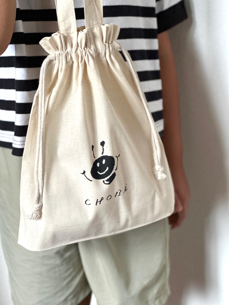 オリジナル 厚手コットンガゼット巾着トートバッグ(M) ナチュラル【最