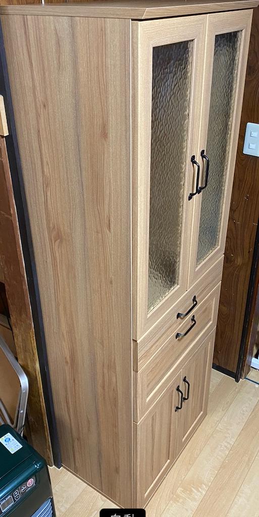 石目調ガラスの北欧風カップボード (幅58cm WW/GN) | ニトリネット