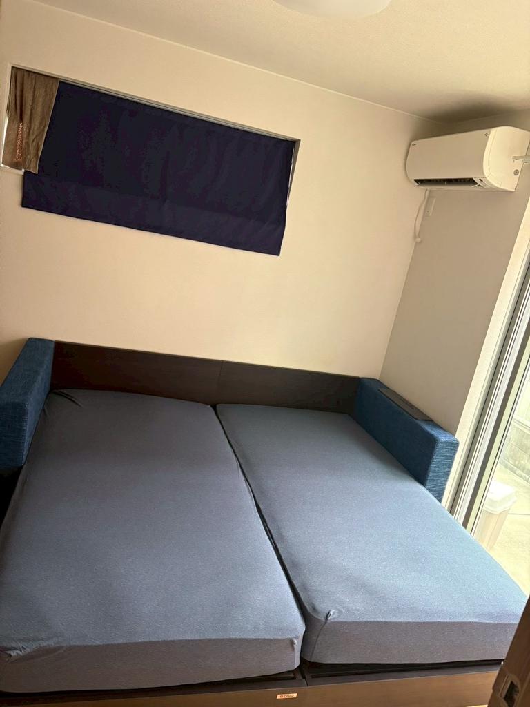 シングルフロアベッド2台セット+クッションキャビネット2個 ネイビー