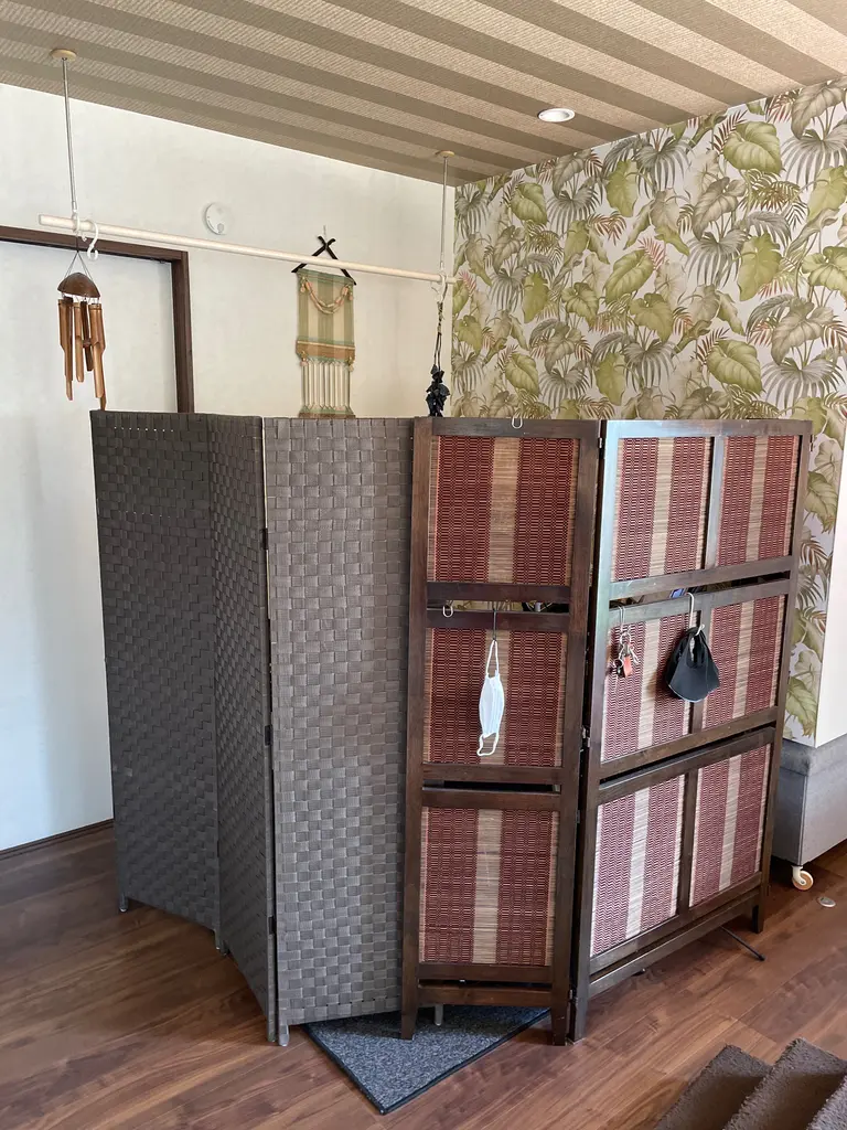 送料込み】ブラウンデザインパーティション 4連間仕切りパーテーション